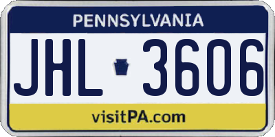 PA license plate JHL3606