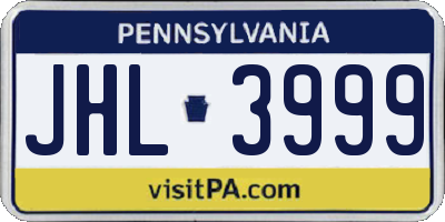 PA license plate JHL3999