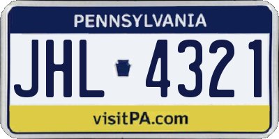 PA license plate JHL4321