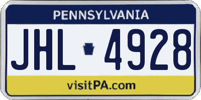 PA license plate JHL4928