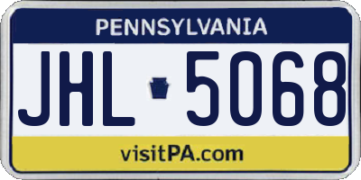 PA license plate JHL5068