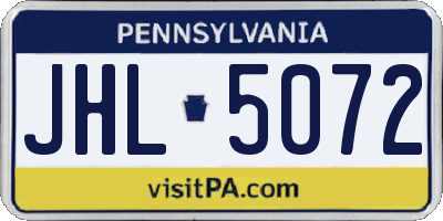 PA license plate JHL5072