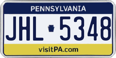 PA license plate JHL5348