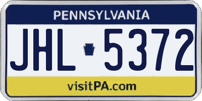 PA license plate JHL5372