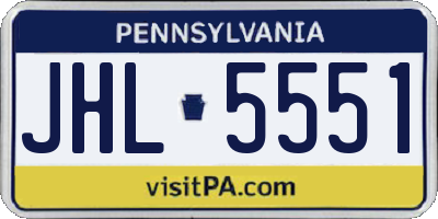 PA license plate JHL5551