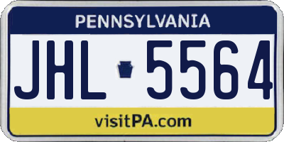 PA license plate JHL5564