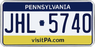 PA license plate JHL5740