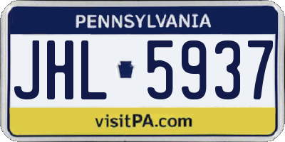 PA license plate JHL5937