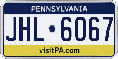 PA license plate JHL6067
