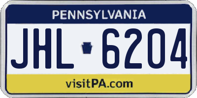 PA license plate JHL6204