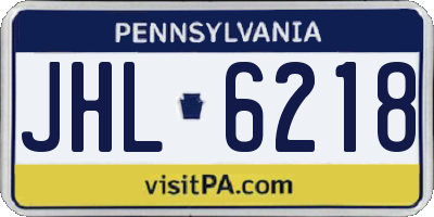 PA license plate JHL6218