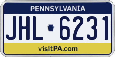PA license plate JHL6231