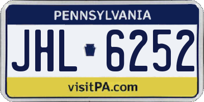 PA license plate JHL6252