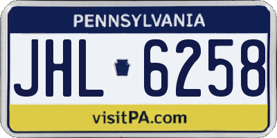 PA license plate JHL6258