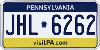 PA license plate JHL6262
