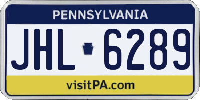 PA license plate JHL6289