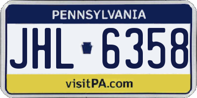PA license plate JHL6358