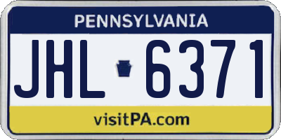 PA license plate JHL6371