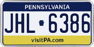 PA license plate JHL6386