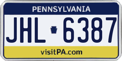 PA license plate JHL6387