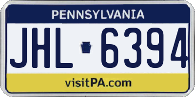 PA license plate JHL6394