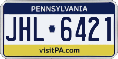 PA license plate JHL6421