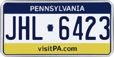 PA license plate JHL6423