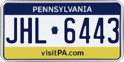 PA license plate JHL6443