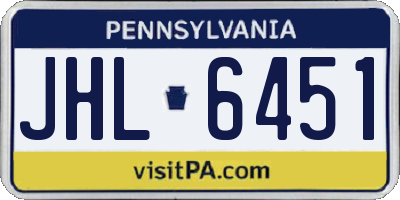 PA license plate JHL6451