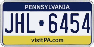 PA license plate JHL6454