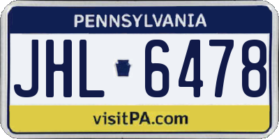 PA license plate JHL6478
