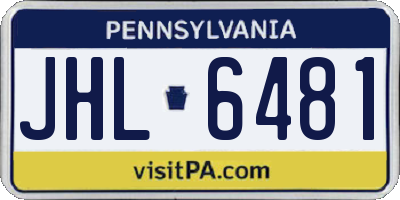 PA license plate JHL6481