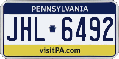 PA license plate JHL6492