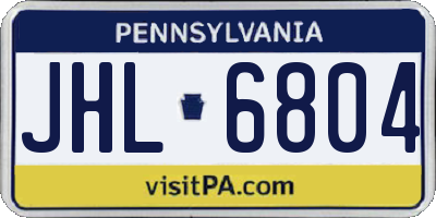 PA license plate JHL6804