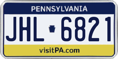 PA license plate JHL6821