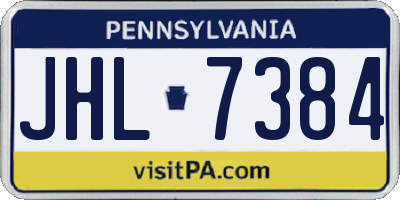 PA license plate JHL7384