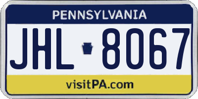 PA license plate JHL8067