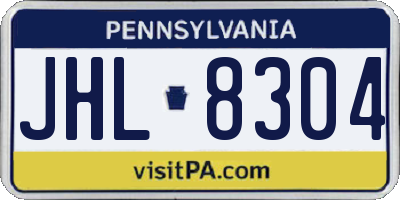 PA license plate JHL8304