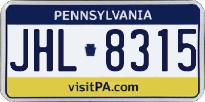 PA license plate JHL8315
