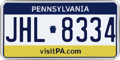 PA license plate JHL8334