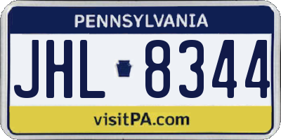 PA license plate JHL8344