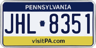 PA license plate JHL8351