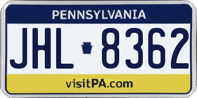 PA license plate JHL8362