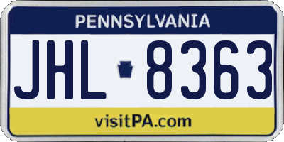 PA license plate JHL8363