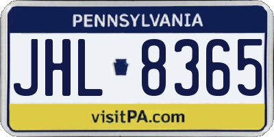 PA license plate JHL8365