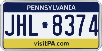 PA license plate JHL8374