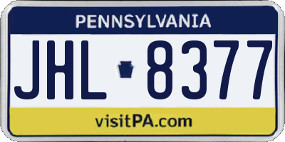 PA license plate JHL8377