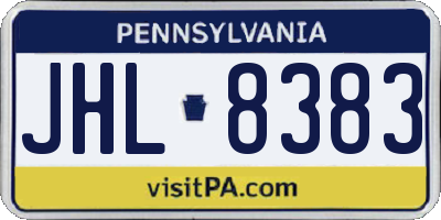 PA license plate JHL8383