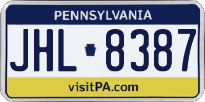 PA license plate JHL8387
