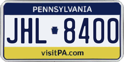 PA license plate JHL8400